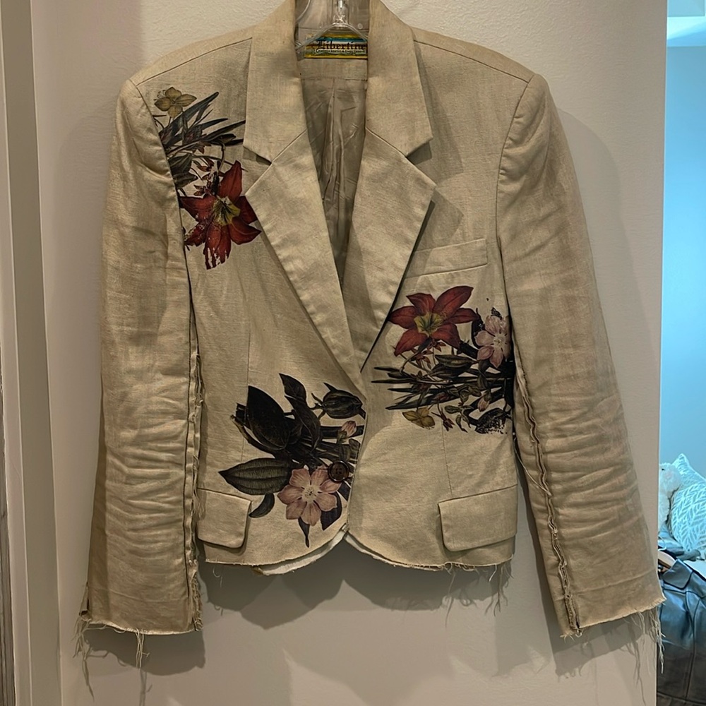Libertine reconstructed printed linen blazer